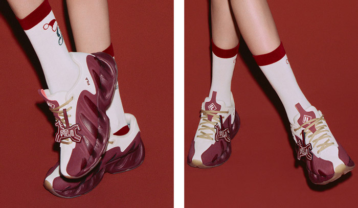 杨幂同款FILA马年新年限定红白配色V头老爹鞋重磅上市图片1