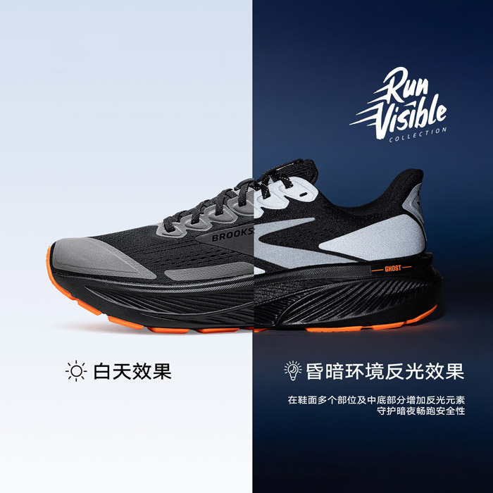 BROOKS 2025全新Ghost 17幽灵17反光跑鞋上市图片1